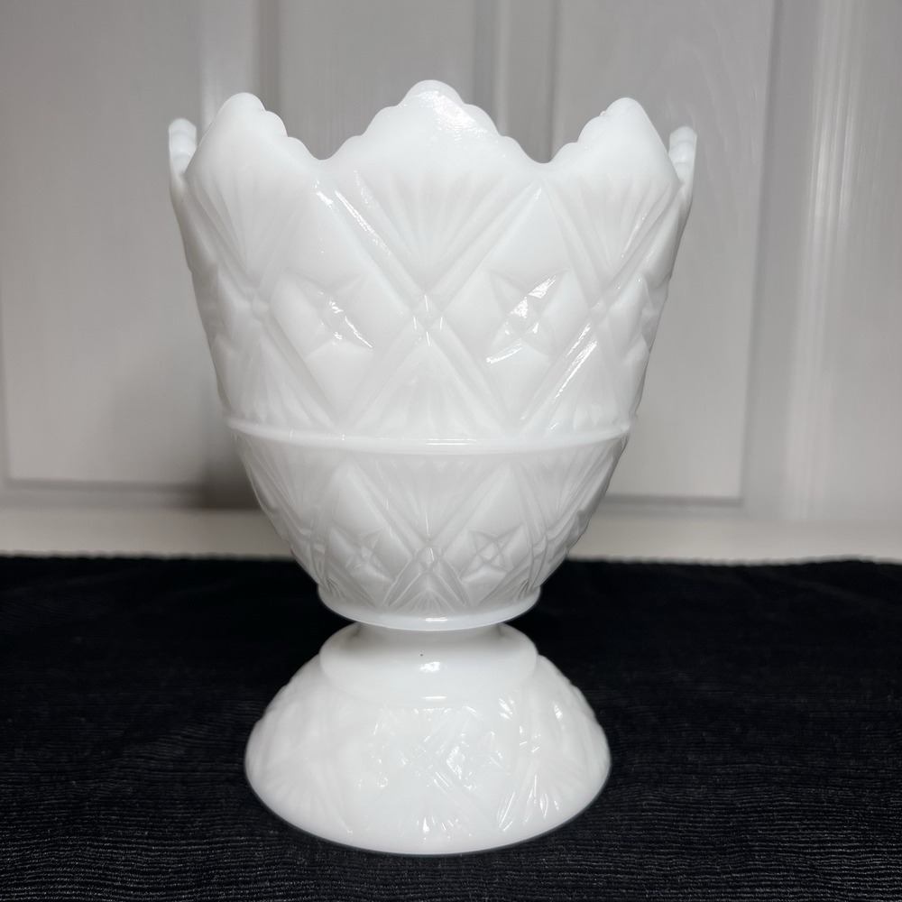 Vintage E.O. Brody Co. White Milk Glass‎ Footed Vase 2255 1950s